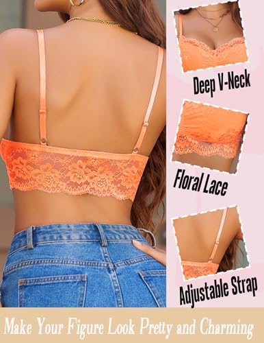 Image of Avidlove Lace Bralette for Women V Neck Cami Tank Y2k Camisoles Adjustable Spaghetti Strap Crop Top Non Padded