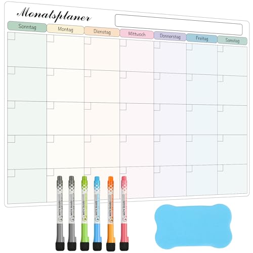 SONNELD Monatsplaner Abwischbar Magnetischer für Kühlschrank, Wiederverwendbarer Whiteboard Wochenplaner mit 6 Stiften & Radierer, für Küche, Büro, Schule, the Family Plan To do Liste 42 x 30 cm