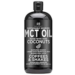 Radha Beauty Premium MCT Oil Made only from Non-GMO Coconuts – 15.8oz. Keto, Paleo, Gluten Free and Vegan Approved.
