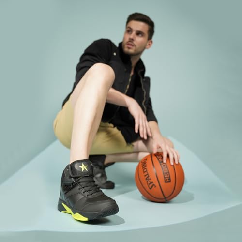 Image of FAUSTO Men High Top Colorblocked Chunky Classic Lace Up Sneakers|Breathable Basketball Shoes with Memory Cushion|Anti Skid Comfort Grip Sole