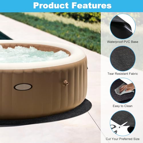 Miniatura 3 de Colchoneta De Hidromasaje De 200 Cm, Base De Piscina Antideslizante Redonda, Base De Piscina Antideslizante Impermeable Para Exterior, Colchoneta De Piscina, Lona De Suelo De Piscina Plegable