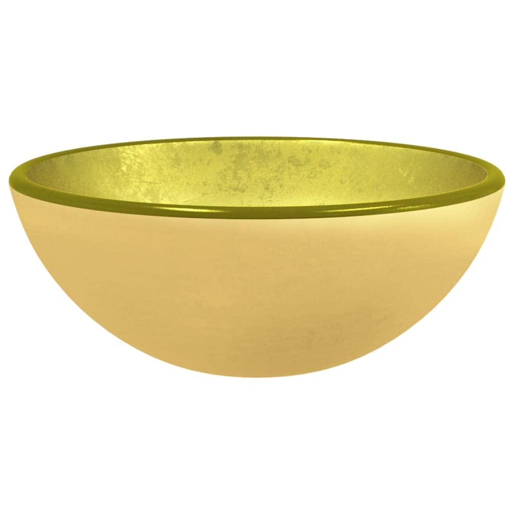 INLIFE Lavabo de cristal templado 30 x 12 cm, dorado, 4 kg, 345259