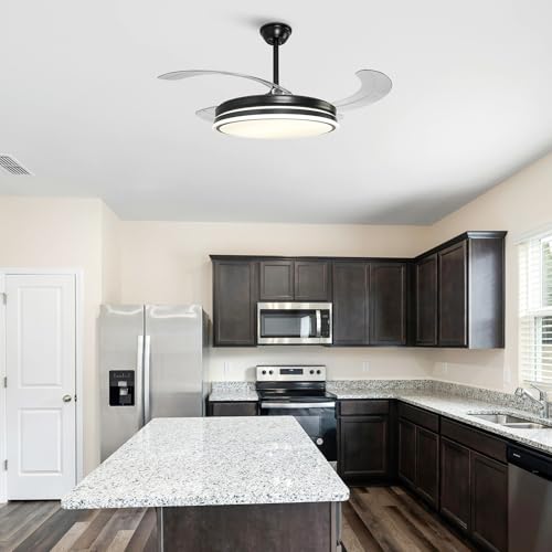 Parrot Uncle Ventilador de Techo con Luz y Aspas Retráctiles, 36W, Motor DC Silencioso, Diámetro 106cm, Función Verano e Invierno, 6 Velocidades, Programable, Mando a Distancia, Negro -Circulo - imagen 2