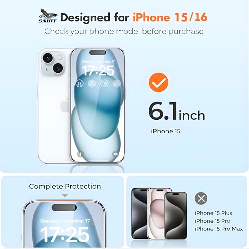 Image of UniqueMe Sakit Military-Grade Premium Tempered Glass Screen Protector for iPhone 15 / iPhone 16 with Edge to Edge Coverage I Case Friendly, 9H Hardness and Bubble free installation kit
