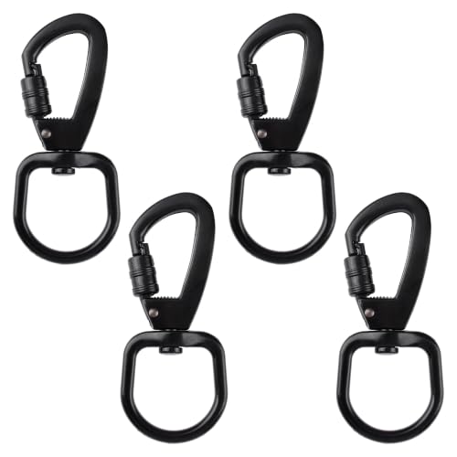 UFURMATE 4Pcs Swivel Snap Hook Locking Clip, Black 26mm Round Ring