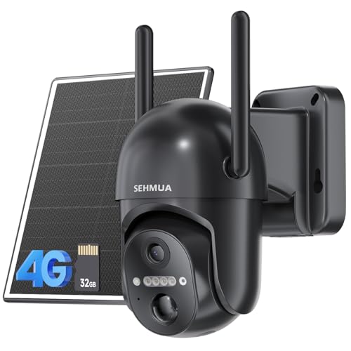 SEHMUA 4G LTE Cellular Solar Security Camera Wireless Outdoor, No...