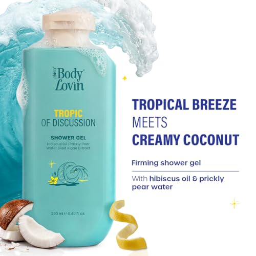 Image of Plum BodyLovin' Tropic Of Discussion Shower Gel | Firming & Tightening Body Wash | Hibiscus Oil, Prickly Pear Water & Red Algae Extract | Fresh Tropical Fragrance | 250 ml