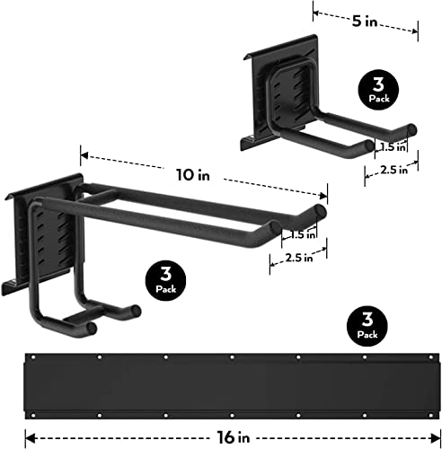 Incly Garage Tool Storage Rack, Garden Yard Tool Organizer Wall Mount, 48 Inch Heavy Duty Steel Garage Organization System With 3 Racks & 6 Wall Hooks #TOP1