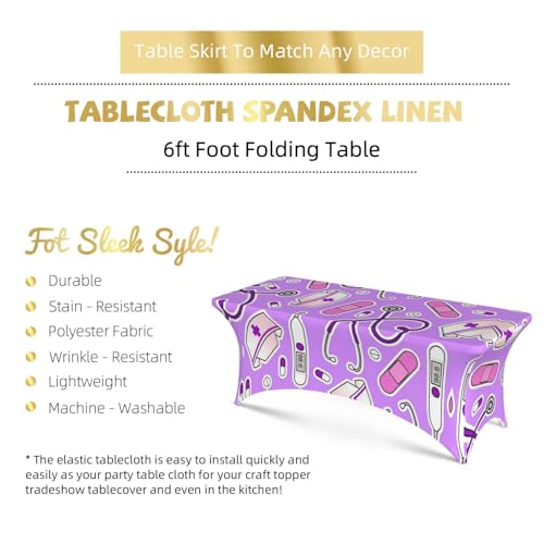 Nappe extensible violette lavable pour protéger et habiller une table de 1,8m
