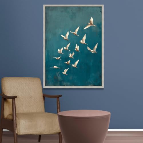 Toile vol de mouettes blanches d'art mural de 70x100 cm - 2