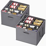 Lifewit Shoe Storage Organizer for Closet, Fits 12-16 Pairs, Large Shoe Box Storage Containers with Clear Cover and Reinforced Handles, Foldable Storage Bins Fit for Boots Heels Sneakers, 2 Pack Gray