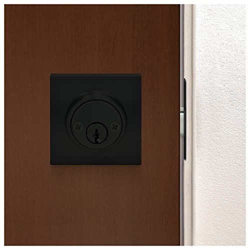 Image of Nuk3y Hulk Series Lever Door Handle Slim Square Modern Contemporary Lever Set (Deadbolt [Double Cylinder], Matte Black)