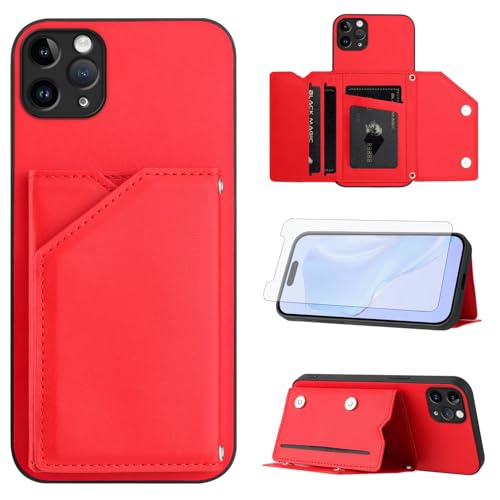 Étui portefeuille iPhone 11 Pro Max 6,5" antichoc avec support carte et vitre de protection