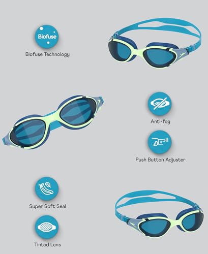 Image of Speedo Unisex Adult Biofuse 2.0 Polarised Tint-Lens Swim Goggles - Black & Green