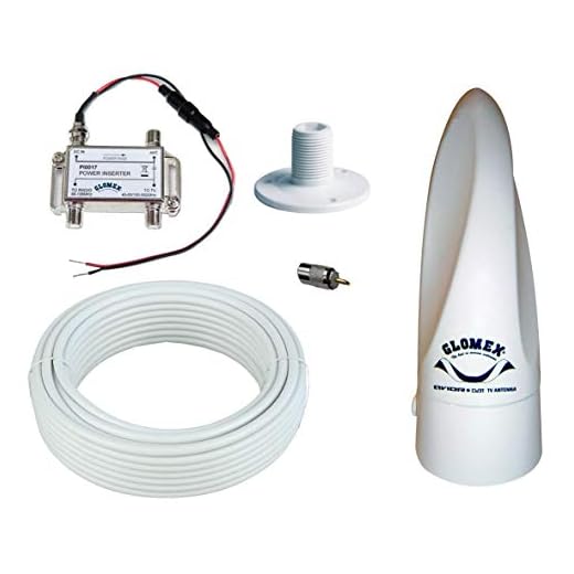 GLOMEX VT300 AVIOR analog och digital DVBT TV & RADIO TV & radio antenn för båt yacht camping husvagn lastbil – DV BT omnidirectional 360° antenn – innehåller 10 m kabel F-kontakt inmatningslänk/förstärkare och universalhållare VT 300