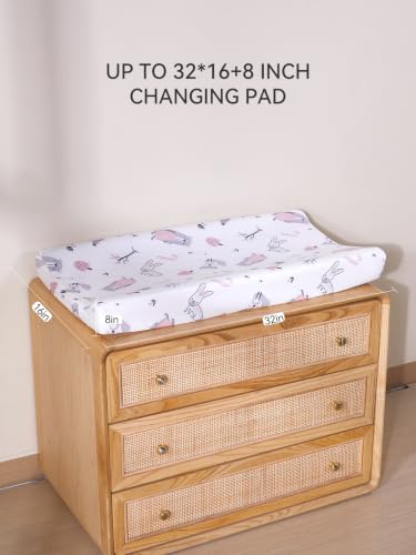 Image of Changing Pad Cover Set in Soft Jersey Material - Fits 32 inch /34''x16 Contoured Pad for Babies, Playful Animals