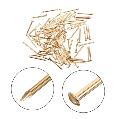 100Pcs Brass round Head Nails for Furniture Hinges and Wood Boxes miniatura 3