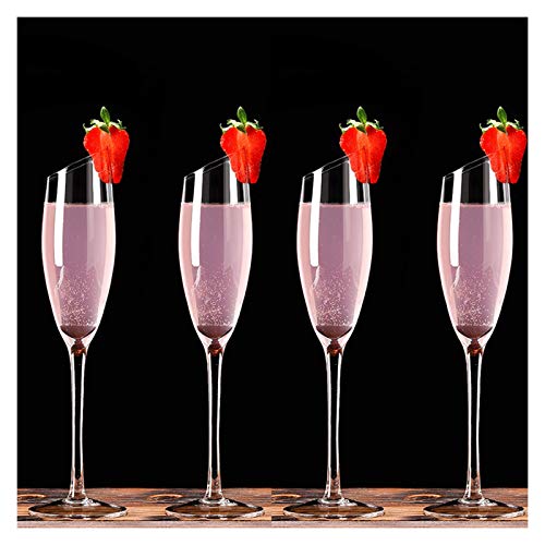 ruyi-1986 Flûtes à Champagne Verre de ménage Verre à Champagne Bouche Oblique Verre à Vin Rouge Gobelet Créatif Verre à Vin Doux Mousseux-4pcs-165ml, Clair. Coupes à Champagne