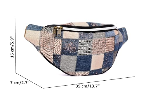 Image of K London Stylish Canvas Multicolor Waist Bag Elegant Style Travel Pouch Passport Holder with Adjustable Strap(11703 Multi)