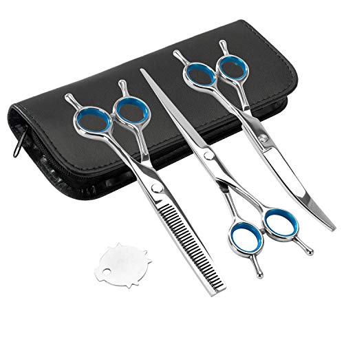 HIPIPET Dog Grooming Scissors Stainless Steel Professional Anti-Rust Shears Set Pet Grooming Scissors