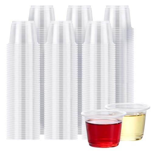 BYSNOW 1000Pack 1 oz Disposable Medicine Cups 1 oz Clear Disposable Party Cups For Vodka Whiskey Tequila Pudding Party