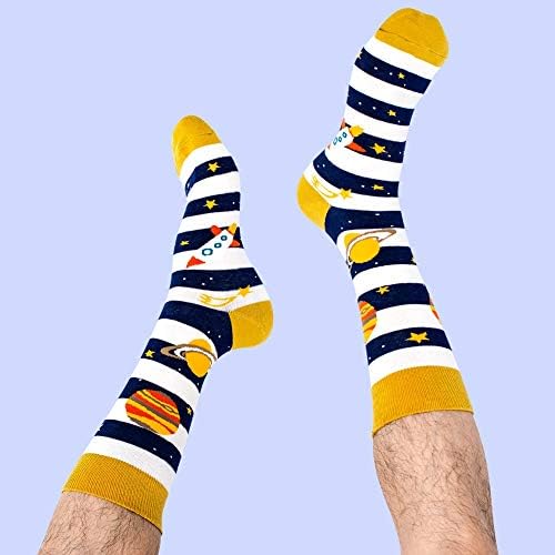 BISOUSOX Mens Dress Socks Funny Fun Colorful Crazy Funky Crew Socks for Men Novelty Happy Cotton Size 9-12