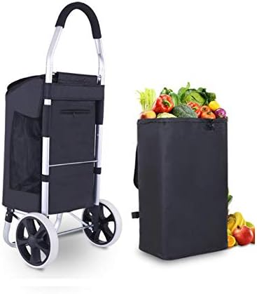 folding shopping tote cart in grey