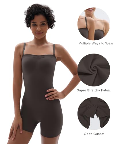 Image of SHAPERX Strapless Shortie Bodysuit for Women Tummy Control Shapewear Seamless Sculpt Body Shaper with Removable Straps