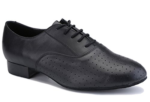 TDA Men's A4001 Classic Lace-up Black Leather Tango Ballroom Salsa Latin Dance Wedding Shoes 8.5 M US
