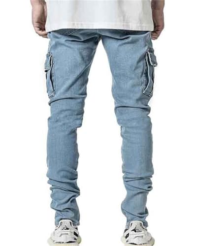 Men's Slim Fit Jeans 6 Pockets Stretch Skinny Denim Pencil Pants Casual Hip Hop Denim Pant4