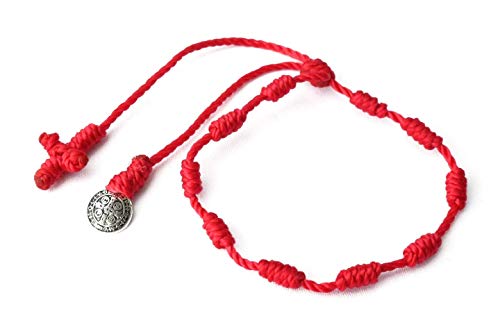 CMID Saint Benedict Christian Catholic Blessing String Bracelet Prayer Rosary Red Protection Medals Jewlery for Men and Women/Pulsera Rosario Roja Medalla San Benito Adultos Hombres y Mujeres - Image 3