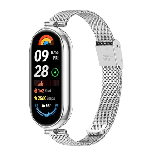 [RoSoki] �o���h Xiaomi Smart Band 10/9/8 / Xiaomi Mi Band 10/9/8 �Ή� �����x���g �X�e�����X�`�[�� �����o���h �ւ��X�g���b�v �h�K �����ȒP �r�W�l�X�� (�V���o�[)