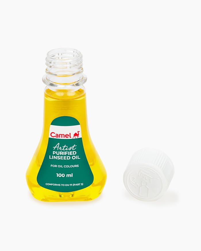 Image of Camel Purified Linseed Oil 100 ml | Painting Medium for Oil Colours | Improves Flow, Gloss & Drying Properties | Ideal for Artists & Oil Painting