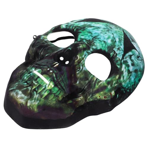 TOGEVAL Máscara De Terror LED Realista Y Espeluznante Para Halloween Máscara De Calaveras Esqueleto Y Disfraz De Halloween Para Adultos Verde De Eva