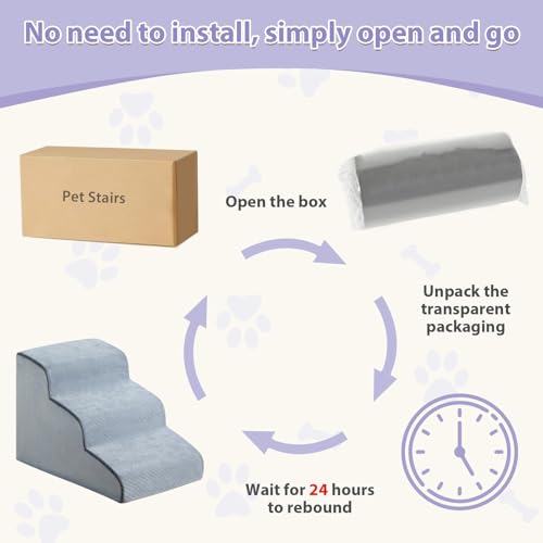 image for LEXTRO Dog Stairs for Small Dogs, 2-Steps Dog Ramp for Couch, Pet Stai