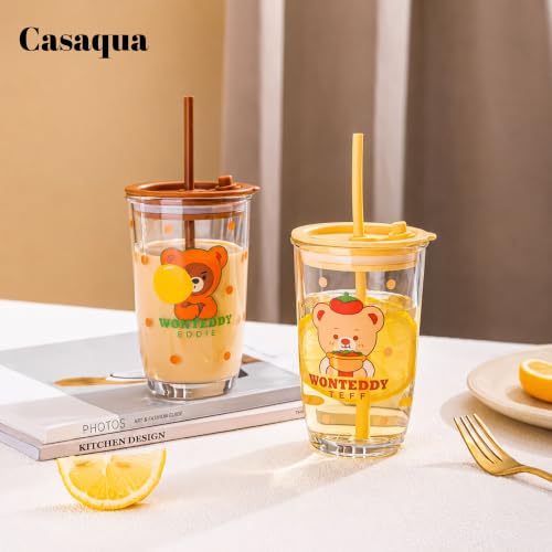 Image of Wonteddy Glass Tumbler with Lid and Straw - 400ML, Set of 1, Travel Coffee Sipper Mug Leakproof for Juice Cocktail Iced Tea Smoothie Hot Cold Drink Cup (Receiving Random Color)