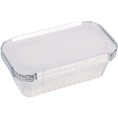 Britwear 7 x Aluminium Foil Takeaway Food Cooking Containers + Lids (200mm x110mm x51mm)