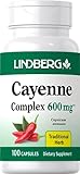 Lindberg Cayenne Pepper Capsules | 100 Pills | 600mg | Concentrated Extract Complex | Non-GMO, Gluten Free Herbal Supplement