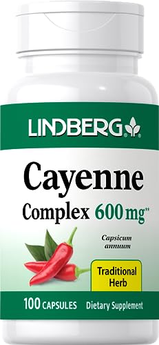Lindberg Cayenne Pepper Capsules | 100 Pills | 600mg | Concentrated Extract Complex | Non-GMO, Gluten Free Herbal Supplement