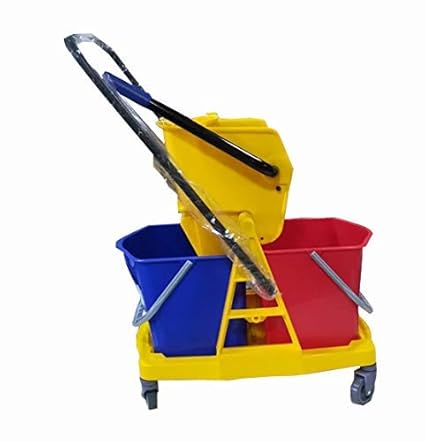 DHWANI ENTERPRISE Double Bucket Mop Wringer TrolleyABS Plastic Material with Check Duster Cloth, 50 L(GIVE Order Maximum 1 Qty WE Cant DISPETCH More Than 1 Qty)