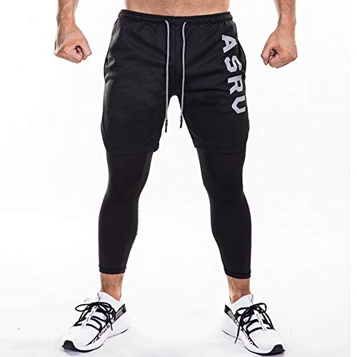 UWOOD Pantalon de sport 2 en 1 pour homme Noir Taille XXL
