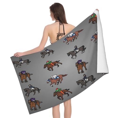 Leichong Serviette de Plage Cheval Animal Imprimé, 3D Sport Serviette de Bain Microfibre, Drap de...