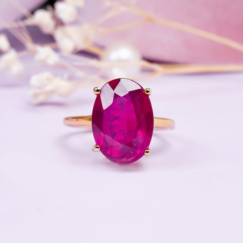 Bague pierre de naissance rubis ovale R-021-24-13.5, l'élégance au quotidien en or rose