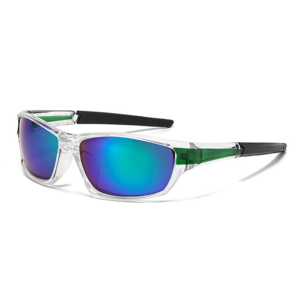 Okulary przeciwsłoneczne sportowe retro modne outdoorowe okulary rowerowe z ochroną UV designerskie okulary przeciwsłoneczne UV400 męskie gogle, zielono-srebrne