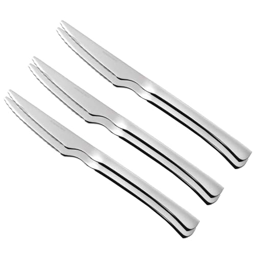 Acan Tradineur - Pack de 6 Cuchillos Chuleteros, Acero Inoxidable, Cubiertos Clásicos de Mesa, Aptos para Lavavajillas - 22 cm