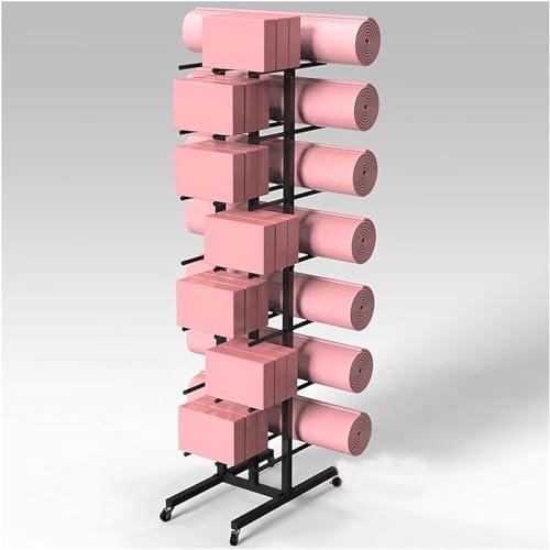 Support de rangement mobile pour tapis de yoga et équipement d'entraînement noir