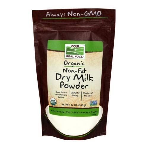 Now Foods - Leche seca orgánica sin grasa 12 onzas paquete de 3