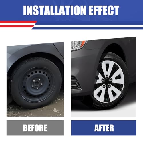 Image of Winjet 16 inch Set of 4 Steel Wheel Hubcaps for 2013-2019 Sentra & 2011-2017 Nissan Leaf Wheel Rims Cover,Snap On Installation PP Material (White Lacquer & Black Lacquer)