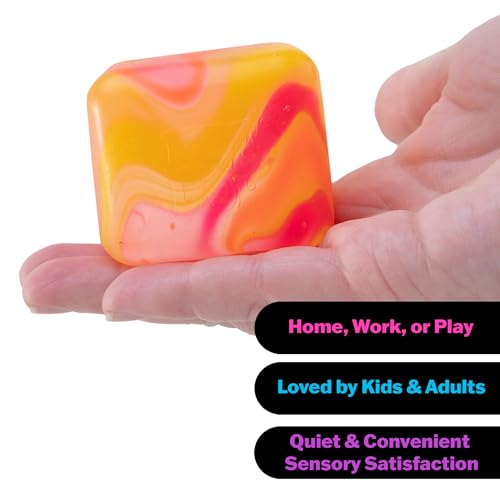 Image of Schylling NeeDoh Nice Cube Swirl - Sensory Toy with a Super Solid Squish - Unique, Swirling Color Blend - Ages 3 and Up - Orange; One Cube Per Pack