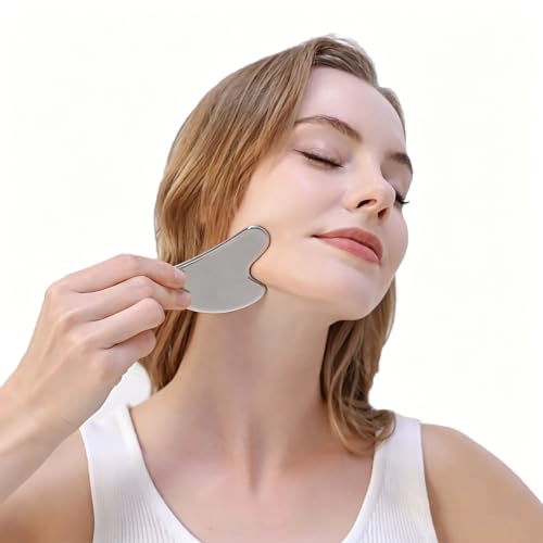 Image of BYYDDIY Stainless Steel Gua Sha Facial Tools, Metal Gua Sha for Face,Tighten Skin Massage, Guasha Beauty Tool for Body Eyes (W)